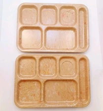 VTG Dallas Ware School Lunch Trays Orange Confetti Speckled Lot of 2 - 14" x 10”