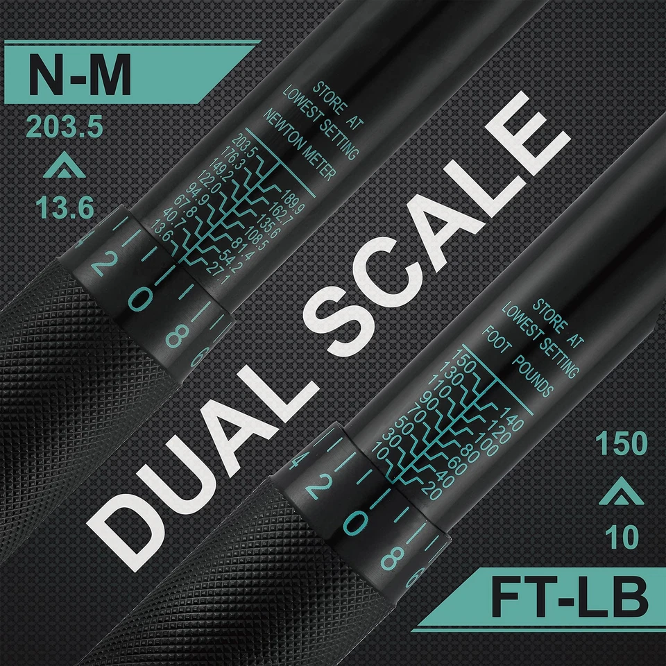 EPAuto 1/2-inch Drive Click Torque Wrench, 10-150 ft/lb, 13.6-203.5 N/m, Black - Image 4 of 4