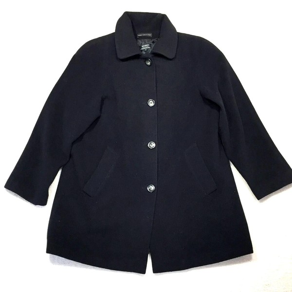 JUST JEANS Womens Jacket Wool Blend Black Coat Four Button Two Pocket Size 10