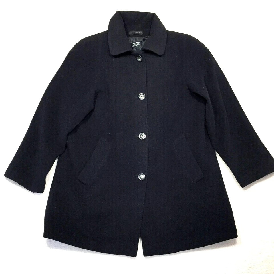 JUST JEANS Womens Jacket Wool Blend Black Coat Four Button Two Pocket Size 10