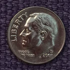 2007 D Roosevelt dime, actual nice coin in picture, free S/H