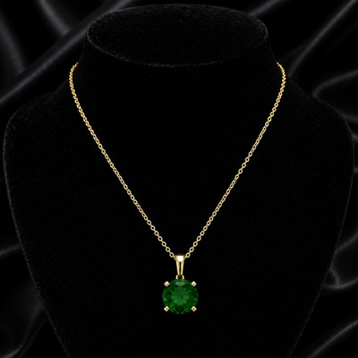 Gelbgold Smaragd Solitär Anhänger gepunzt British Made alle Kettenlängen