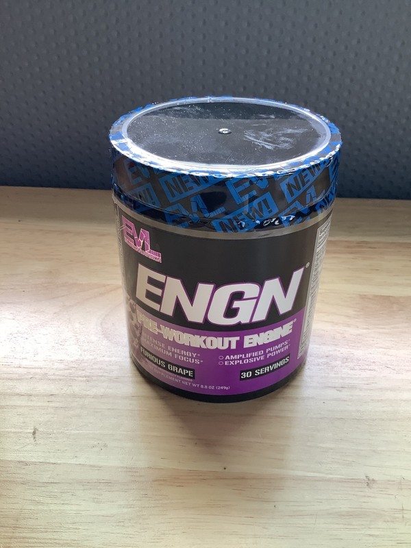 EVL ENGN Pre Workout Powder in Furious Grape flavor 8.8oz.