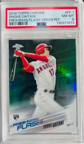 2018 Topps Chrome "Shohei Ohtani" Freshman Flash Green Refractor 30/99 PSA 8