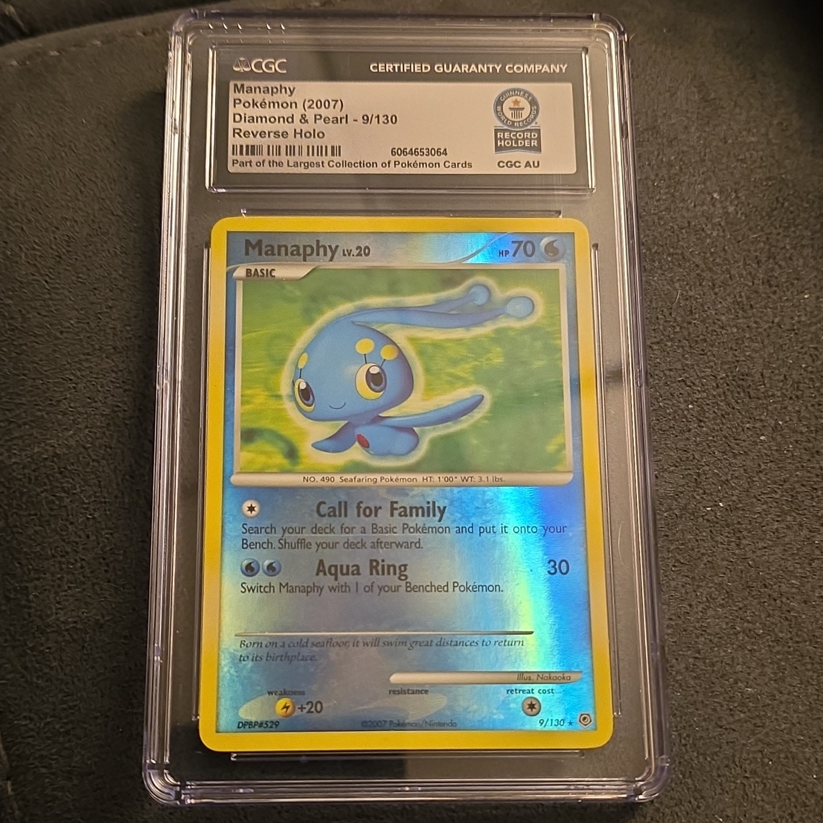 Pokémon Manaphy 9/130 Diamond & Pearl Reverse Holo CGC Graded 2007 English