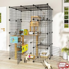 Indoor Cat Cage Sturdy Metal Enclosure Multi Door Easy Assembly Safe Space New