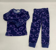 Calvin Klein Kids Pajamas Set Size 4 Velour Fleece Indigo Purple CK Logo 2-Piece