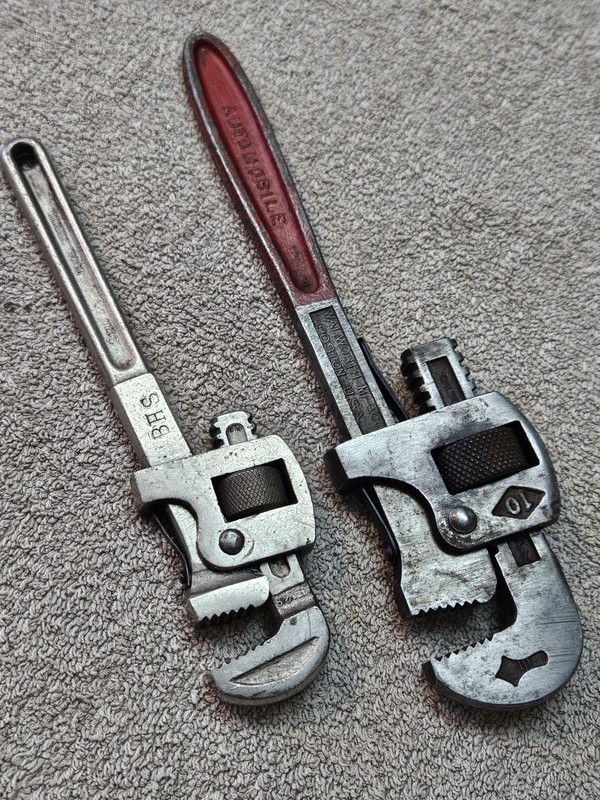 Vintage Stillson Automobile 10" & Dunlap 8” Pipe Wrenches Made In U.S.A.