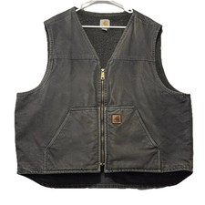 Vintage Carhartt Vest Sherpa Lined Black Mens Size 2xl Guc E2150