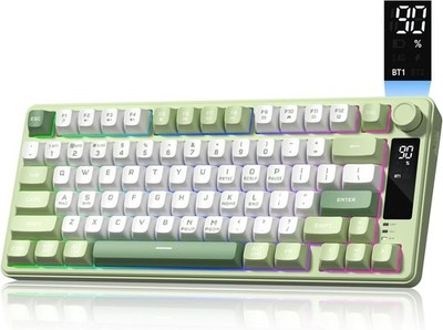 Teclado mecánico 75% 87 teclas, retroiluminado RGB, switch rojo, gris