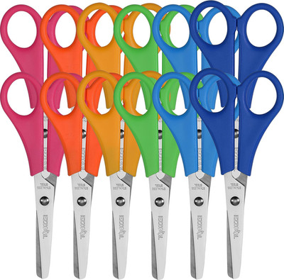 Scissors Bulk for Kids, EZZGOL 12 PACK 5  Safety Blunt Tip Student Scissors, 6 A