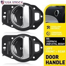 2pcs Interior Door Handle Left Driver Side Chrome Black For 2006-2011 Chevy Hhr