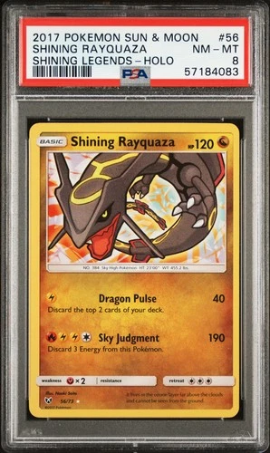 2017 POKEMON SUN & MOON SHINING LEGENDS #56 SHINING RAYQUAZA-HOLO PSA 8