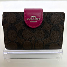 Coach Signature Medium Snap Bifold Wallet Brown Violet