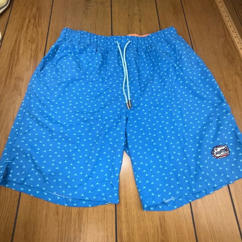 Peter Millar Florida Gators Swim Trunks Blue Shark Fin Print Mens Large Seaside