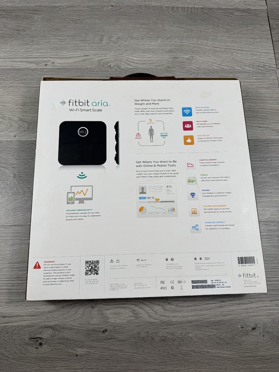 Fitbit Aria FB201B Wi-Fi Black Smart Scale 898628002045 for sale
