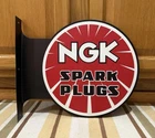 NGK Spark Plugs Flange Sign Garage Shop Double Sided Vintage Style Wall Decor