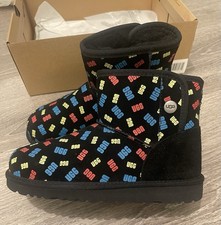 Brand New UGG Big Kids Jona Confetti Logo Boots Size 4 EU36 Girls - Black Logo