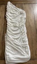 Shein Ruched One Shoulder Bodycon Midi Dress Pencil Dresses, White, S