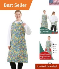 Beautifully Designed Floral Bib Apron - Adjustable Neck and Spacious Pockets