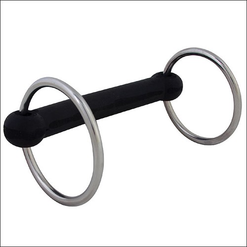 86AI Hilason Stainless Steel Rings Flexible Rubber 5-1/4" Mullen Mouth Horse Bit - Picture 2 of 4