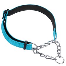 Dog Chain Collars, No Pull Dog Collar Reflective Nylon XL-28 Inch, Light Blue 