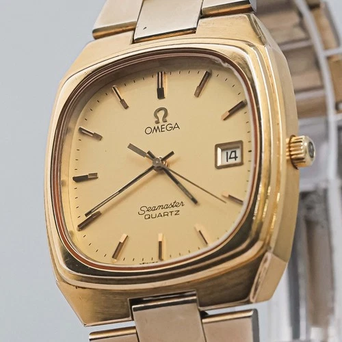 **Vintage 1979** OMEGA Seamaster Cal.1342 Quartz Push Crown Date Gold 35mm Men's