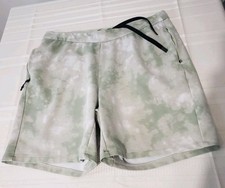 FLX  Large Green Tie Dye Sweat Shorts Zip Pockets Drawstring Casual Men's EC 