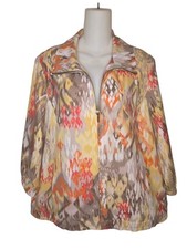 Chico's Zenergy Jacket, Metallic Ikat Print Windbreaker, Size 2 Large