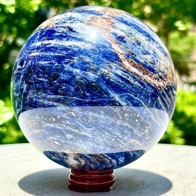 3.37LB Natural Beautiful Blue Striped Ball Quartz Crystal Sphere Healing