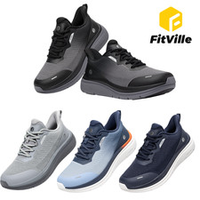 FitVille Men's Wide Water-Repellent Shoes Lightweight Cushioning Arch Support
