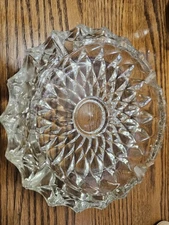 Vintage Crystal Cut  5 1/2 Glass Ashtray