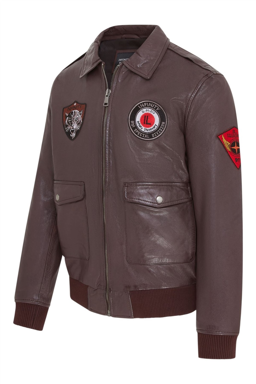Giacca Bomber Vintage In Pelle Marrone Da Uomo Con Collare G-1 foto 3