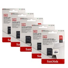 5x Sandisk Ultra 256GB 100MB/s Class 10 Micro SDXC Memory Card with SD Adapter