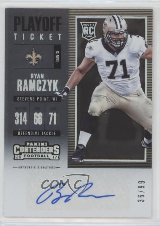 2017 Panini Contenders Playoff Ticket /99 Ryan Ramczyk #207 Rookie Auto RC