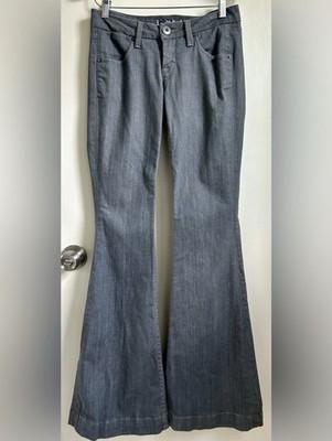 Women s Vintage Y2K Hudson Jeans Gray Mid Low Rise Flared Bell Bottoms Size 25