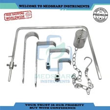 Charnley Hip Retractor Complete with 4 Blades, Weight & Chain Orthopedic
