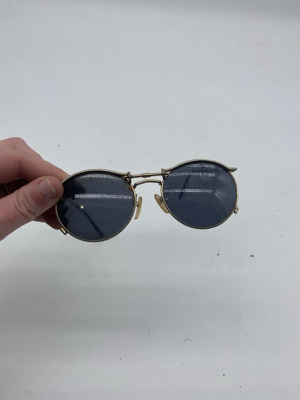 Antique Adjustable Bridge Round Wire Spectacles C… - image 3