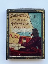 Stollwerck alte Blechdose Automatendose Pfefferminz-Pastillen Ruderboot um 1900