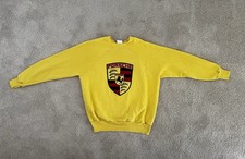 Vintage 80s Porsche Crest Crewneck Sweatshirt Large Yellow Pannill Made In USA
