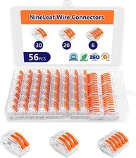 56 Pcs Lever Wire Nut Connectors Kit 2 3 5 Conductor AWG 28-12 Mix 56PCS 2/3/5P