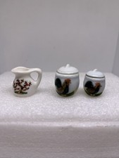 casa de muñecas miniatura jarra de porcelana + bote juego gallos vintage