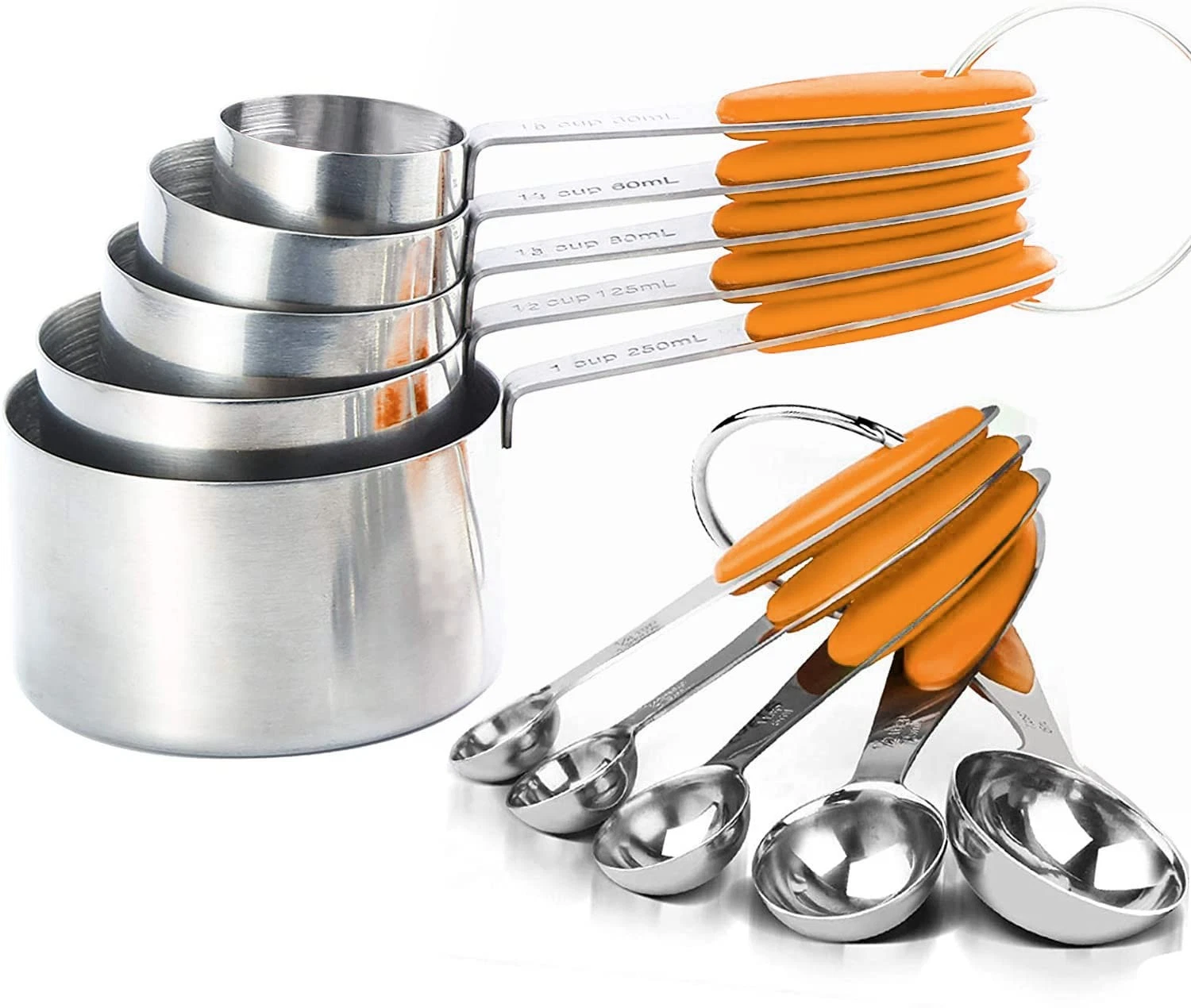 10Pcs Stainless Steel Measuring Spoons and Cups Set for Liquid & Dry Ingredients