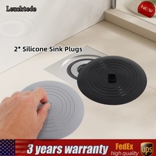 2 Pack Silicone Tub Stoppers Bathtub Drain Stopper, Sealing Sink Plug Black Grey