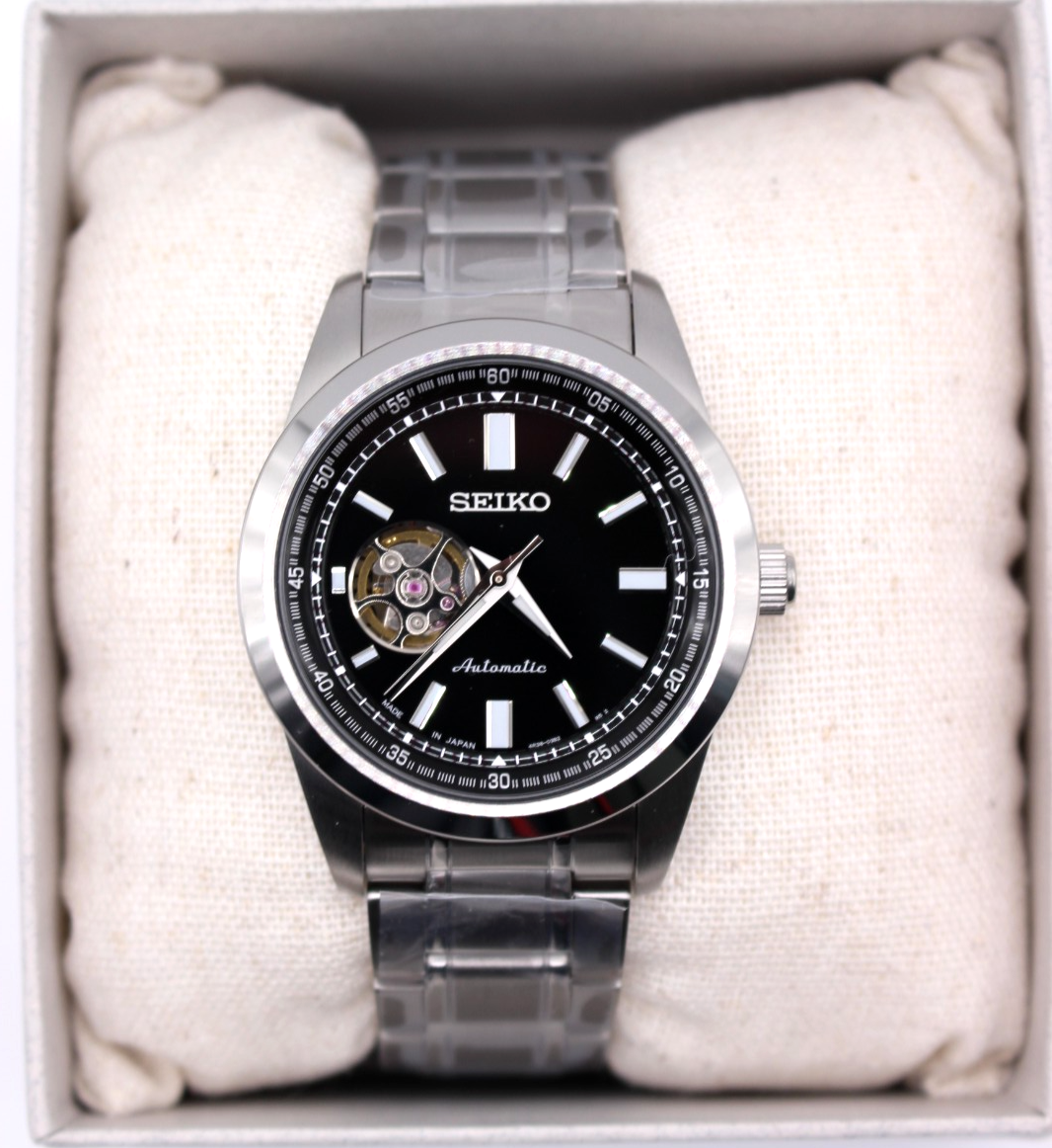 SEIKO SCVE053 Black Dial Automatic Mechanical Skeleton Watch Made