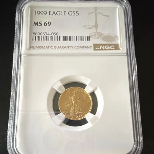 U.S. Mint American Eagle 1999 $5 Gold Coin 1/10 oz NGC MS 69