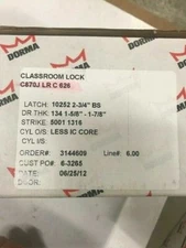 DORMA DOOR CL870J LRC 626 Classroom Func Gr 1 2-3/4" ASA Less SFIC 6 or 7 L/CORE
