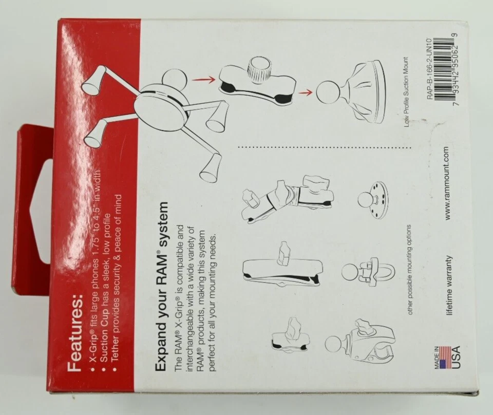 RAM Mount Universal X-Grip IV Lite Suction Cup Mount RAP-B-166-2-UN10 - Image 2 of 3