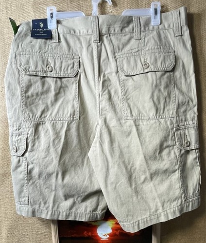 NWT U.S. Polo ASSN. Cargo Short men’s beige 42 wide-leg “Pony Polo Rider" embroi - Picture 5 of 5