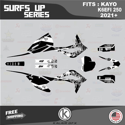 Graphics Kit for KAYO K6EFI 250 Dirt Bike (2021+) Surfs-up Series - White
